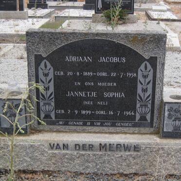 MERWE Adriaan Jacobus, van der 1889-1958 &amp; Jannetje Sophia NEL 1899-1966