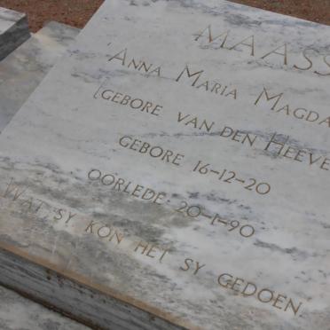 MAASS Anna Maria Magdalena nee VAN DEN HEEVER 1920-1990