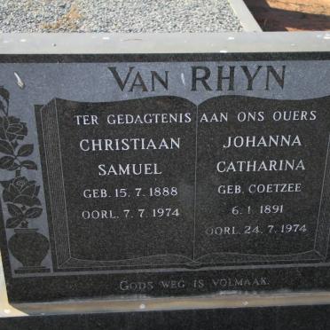 RHYN Christiaan Samuel, van 1888-1974 &amp; Johanna Catharina COETZEE 1891-1974