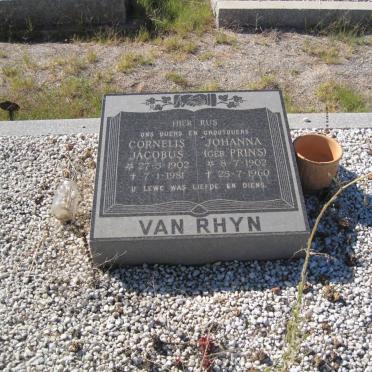 VAN RHYN Cornelis Jacobus, van 1902-1981 &amp; Johanna PRINS 1902-1960