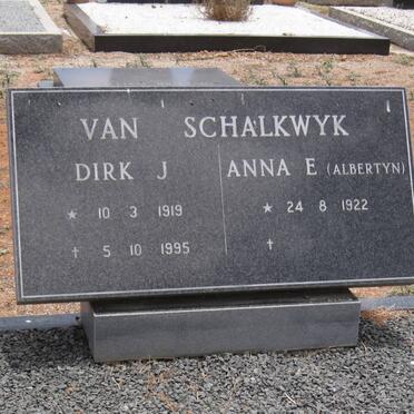 SCHALKWYK Dirk J., van 1919-1995 &amp; Anna E. ALBERTYN 1922-