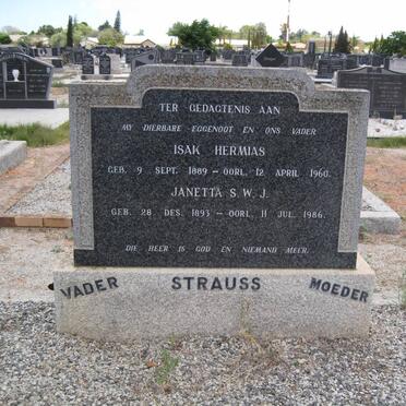 STRAUSS Isak Hermas 1889-1960 &amp; Janetta S.W.J. 1893-1986