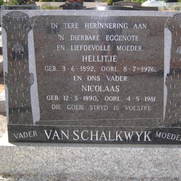 SCHALKWYK Nicolaas, van 1890-1981 &amp; Hellitje 1892-1976 