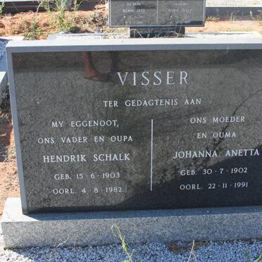 VISSER Hendrik Schalk 1903-1982 &amp; Johanna Anetta 1902-1991