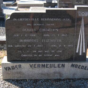 VERMEULEN Ockert Cornelius 1884-1942 &amp; Huibrecht Elizabeth JOOSTE 1893-1969