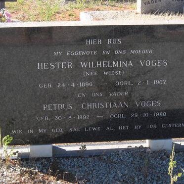 VOGES Petrus Christiaan 1892-1980 &amp; Hester Wilhelmina WIESE 1896-1967