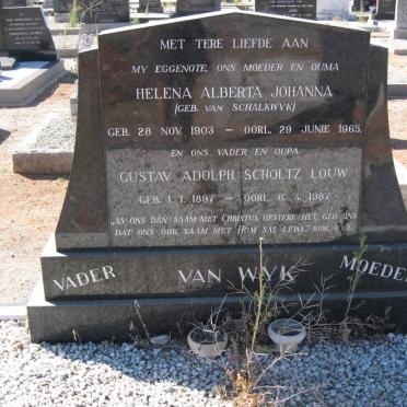 WYK Gustav Adolph Scholtz Louw, van 1897-1987 &amp; Helena Alberta Johanna VAN SCHALKWYK 1903-1965