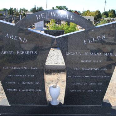 WAAL Arend Egbertus 1913-1976 &amp; Engela Johanna Maria KOTZE 1916-1972