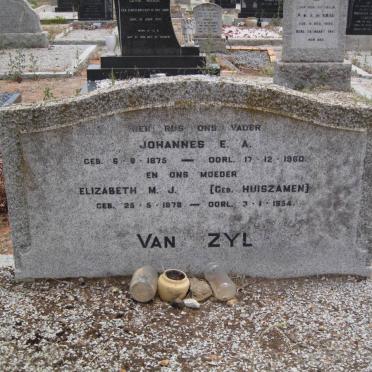 ZYL Johannes E.A., van 1875-1960 &amp; Elizabeth M.J. HUIZAMEN 1878-1954