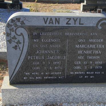 ZYL Johannes Petrus Jacobus, van 1890-1975 &amp; Margarietha Henriëtha THERON 1898-1979