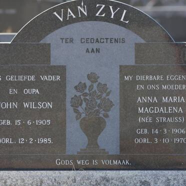 ZYL John Wilson, van 1905-1985 &amp; Anna Maria Magdalena STRAUSS 1906-1970