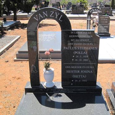 ZYL Paulus Stephanus, van 1924-2002 &amp; Hester Josina 1932-