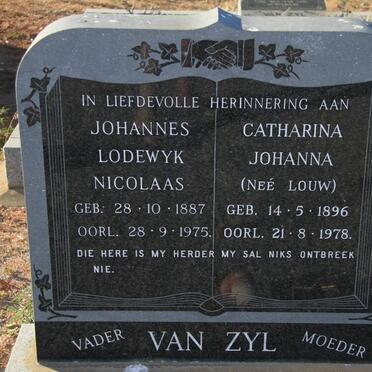 ZYL Johannes Lodewyk Nicolaas, van 1887-1975 &amp; Catharina Johanna LOUW 1896-1978