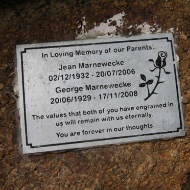 MARNEWECKE George 1929-2008 &amp; Jean 1932-2006
