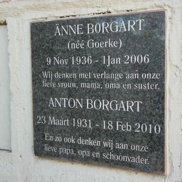 BORGART Anton 1931-2010 &amp; Anne GOERKE 1936-2006
