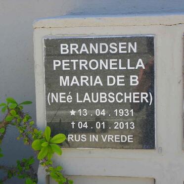 BRANDSEN Petronella Maria de B. nee LAUBSCHER 1931-2013