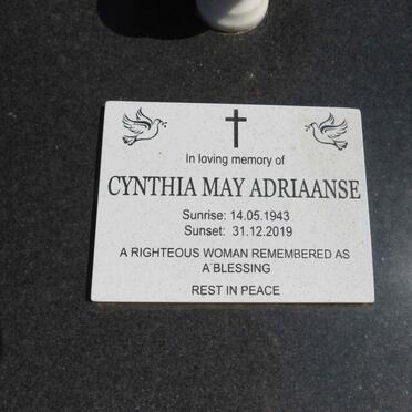 ADRIAANSE Cynthia May 1943-2019