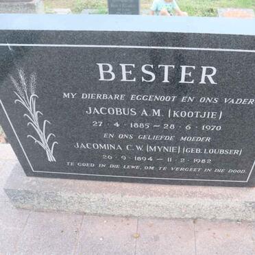 BESTER Jacobus A.M. 1885-1970 &amp; Jacomina C.W. LOUBSER 1894-1982