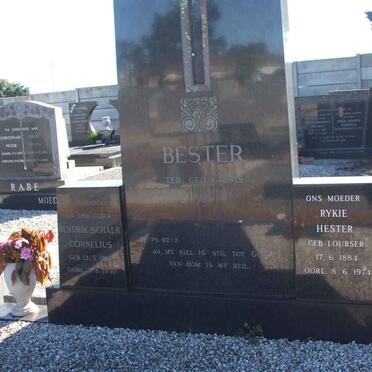 BESTER Hendrik Schalk Cornelius -1910 &amp; Rykie Hester LOUBSER 1884-1974