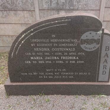 BAARD Hendrik Oostenwald 1916-1974 &amp; Maria Jacoba Fredrika 1916-2010