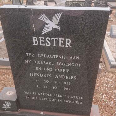 BESTER Hendrik Andries 1932-1982