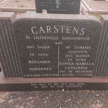 CARSTENS Benjamin Johannes 1913-1991 &amp; Sophia Isabella Catharina DE MILANDER  1911-1982