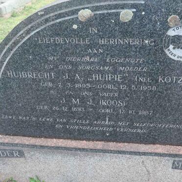 LOUBSER J.M.J. 1893-1967 &amp; Huibrecht J.A. KOTZE 1895-1958