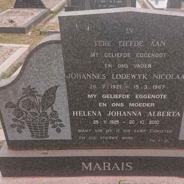 MARAIS Johannes Lodewyk Nicolaas 1921-1967 &amp; Helena Johanna Alberta 1925-2010
