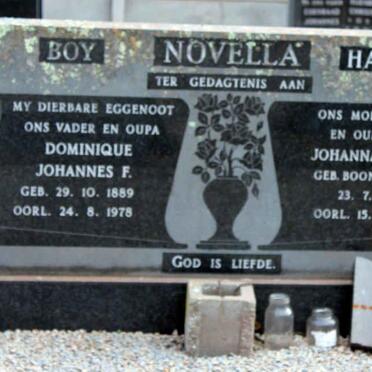 NOVELLA Dominique Johannes F. 1889-1978 &amp; Johanna C.E. BOONZAAIER 1915-1997