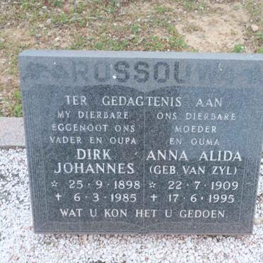 ROSSOUW Dirk Johannes 1898-1985 &amp; Anna Alida VAN ZYL 1909-1995