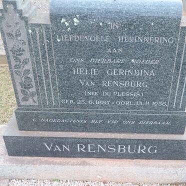 RENSBURG Helie Gerindina, van nee DU PLESSIS 1887-1956