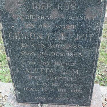 SMIT Gideon C.J. 1884-1955 &amp; Aletta C.M. DE GOEDE 1895-1962