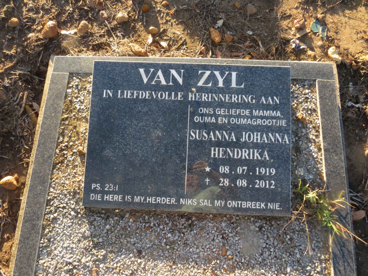 ZYL Susanna Johanna Hendrika, van 1919-2012