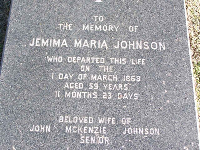 JOHNSON Jemima Maria  -1868