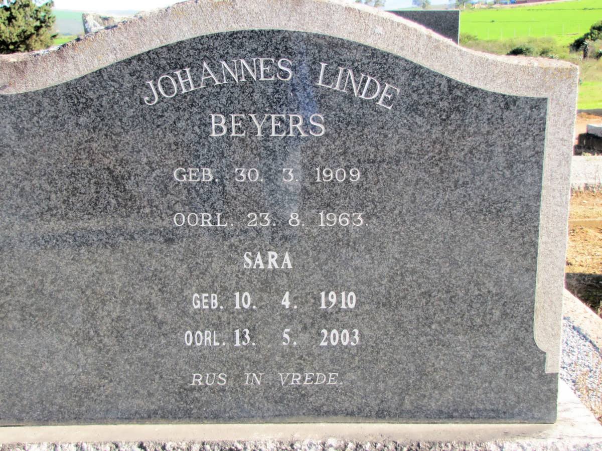 BEYERS Johannes Linde 1909-1963 &amp; Sara 1910-2003