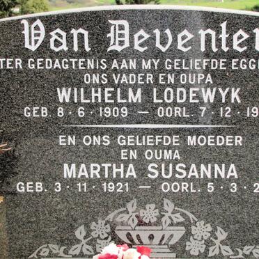 DEVENTER Wilhelm Lodewyk, van 1909-1979 &amp; Martha Susanna 1921-2008