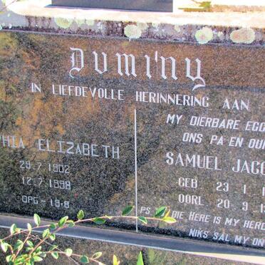 DUMINY Samuel Jacobus 1896-1974 &amp; Sophia Elizabeth 1902-1998