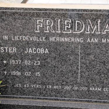 FRIEDMAN Hester Jacoba 1937-1991