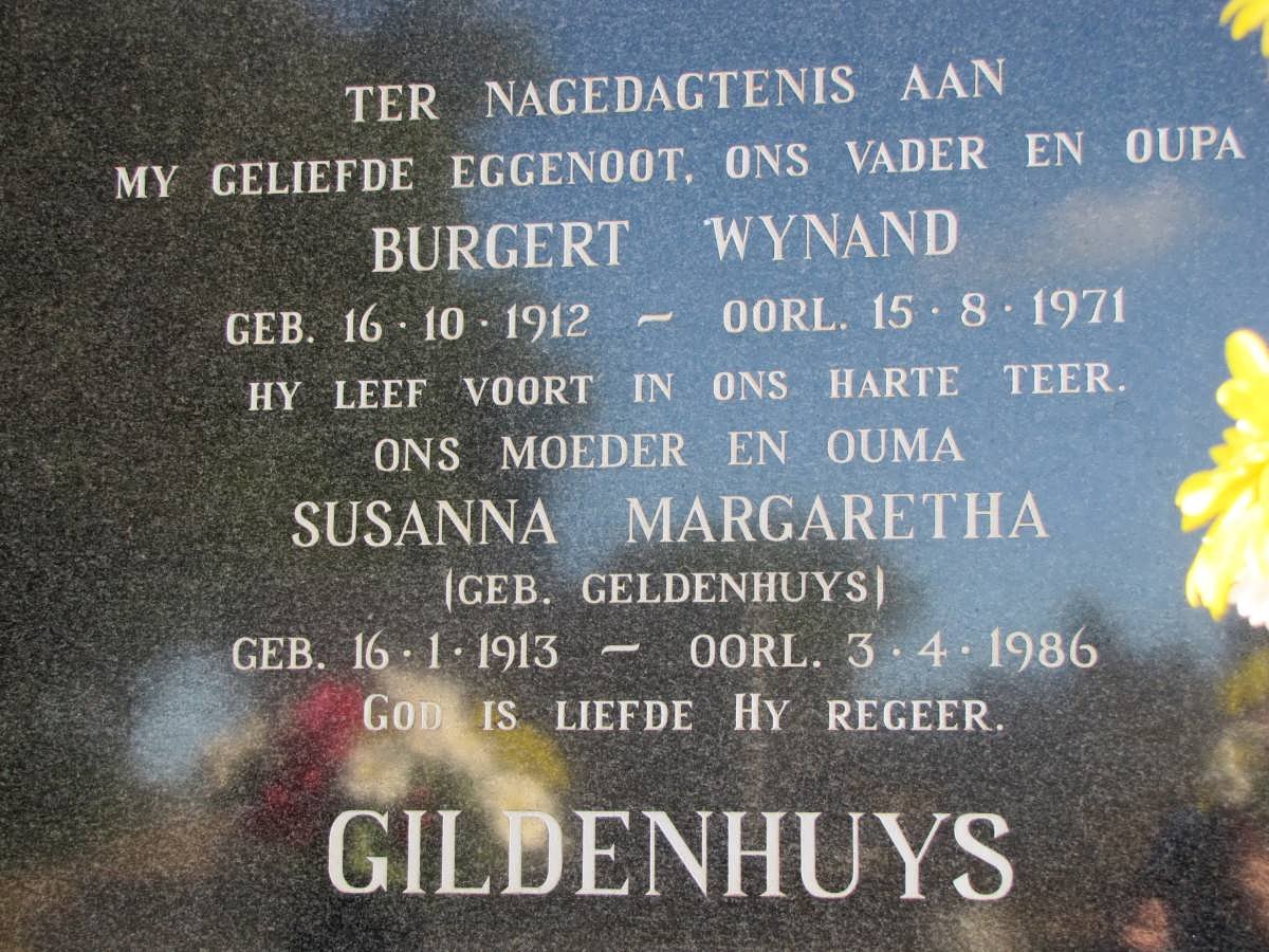 GILDENHUYS Burgert Wynand 1912-1971 &amp; Susanna Margaretha GELDENHUYS 1913-1986