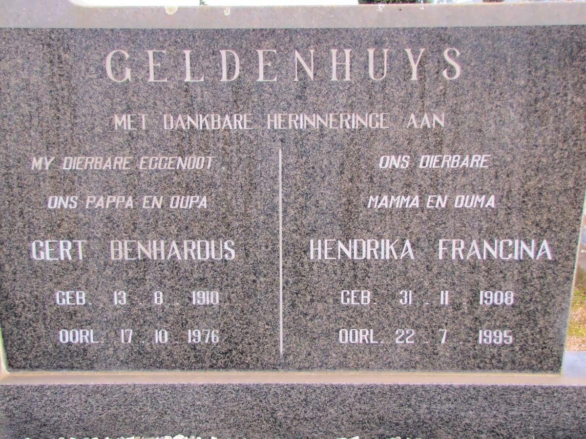 GELDENHUYS Gert Bernardus 1910-1976 &amp; Hendrika Francina 1908-1995