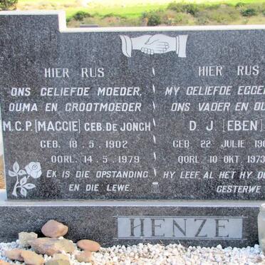 HENZE D.J. 1901-1973 &amp; M.C.P. de JONGH 1902-1979