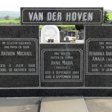 HOVEN Anthon Michael, van der 1906-1995 &amp; Hendrika Bartholina Amalia UYS 1913-2001 :: VAN DER HOVEN Anna Maria 1944-2001