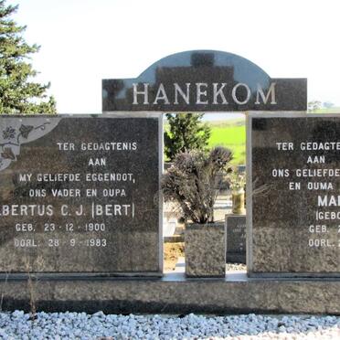 HANEKOM Albertus C.J. 1900-1983 &amp; Martha J. KLUE 1913-2006