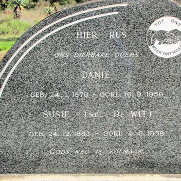 JACKSON Danie 1878-1959 &amp; Susie DE WIT 1883-1958