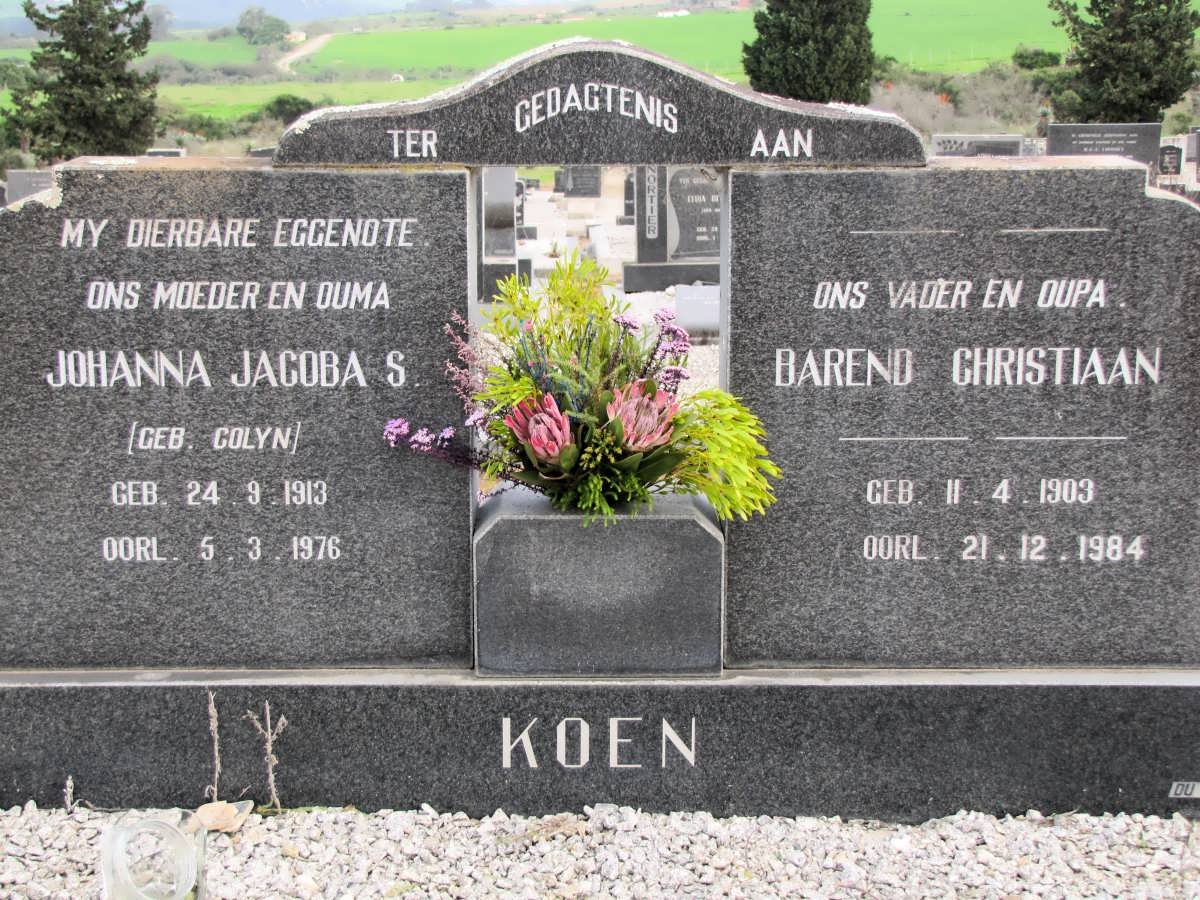 KOEN Barend Christiaan 1903-1984 &amp; Johanna Jacoba S. COLYN 1913-1976