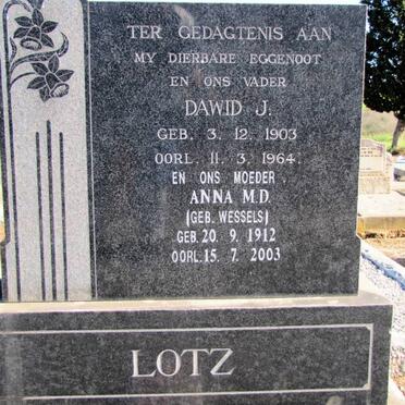 LOTZ Dawid J. 1903-1964 &amp; Anna M.D. WESSELS 1912-2003