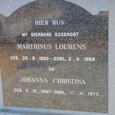 LOTZ Marthinus Lourens 1885-1969 &amp; Johanna Christina 1887-1975