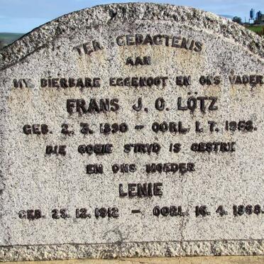 LÖTZ Frans J.O. 1890-1958 &amp; Lenie 1912-1968