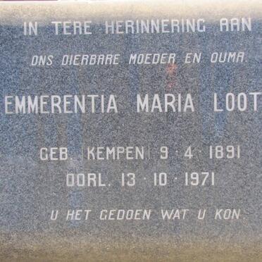 LOOTS Emmerentia Maria nee KEMPEN 1891-1971