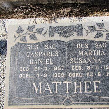 MATTHEE Casparus Daniel 1887-1969 &amp; Martha Susanna M. 1913-1991